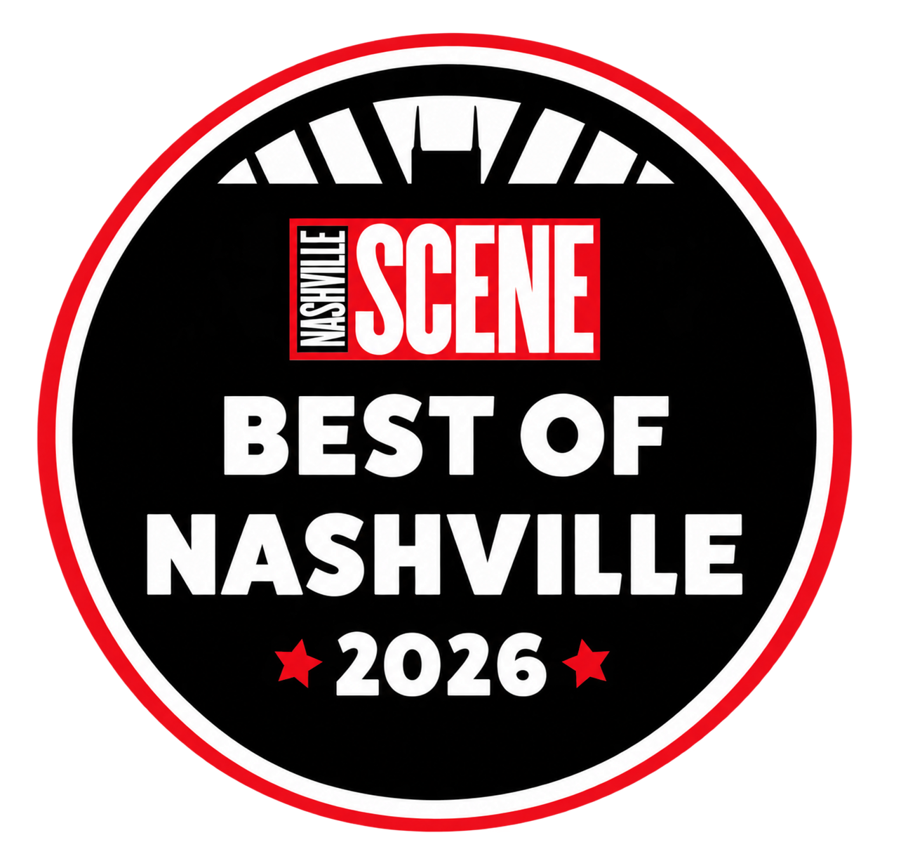 Nashville Scene Best of Nashville 2026 badge with Nashville skyline graphic