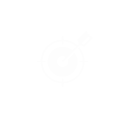 White bullseye target with an arrow in the center on a black background.