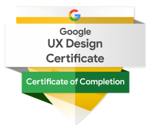 A Google UX Design Certificate of Completion badge.