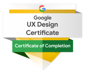 A Google UX Design Certificate of Completion badge.