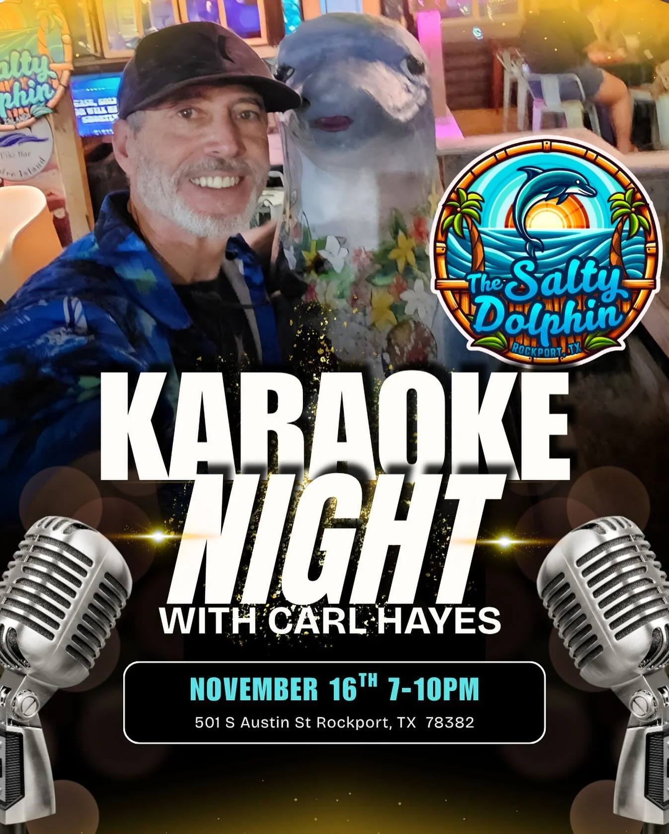 🎤🐬 Karaoke Night TONIGHT at The Salty Dolphin! 🐬🎤

Rockport, it&rsquo;s SUNDAY FUNDAY and we&rsquo;re turning the night into a sing-along party with Carl Hayes!

Join us TONIGHT from 7&ndash;10 PM for karaoke, cold drinks, and all the good vibes 
