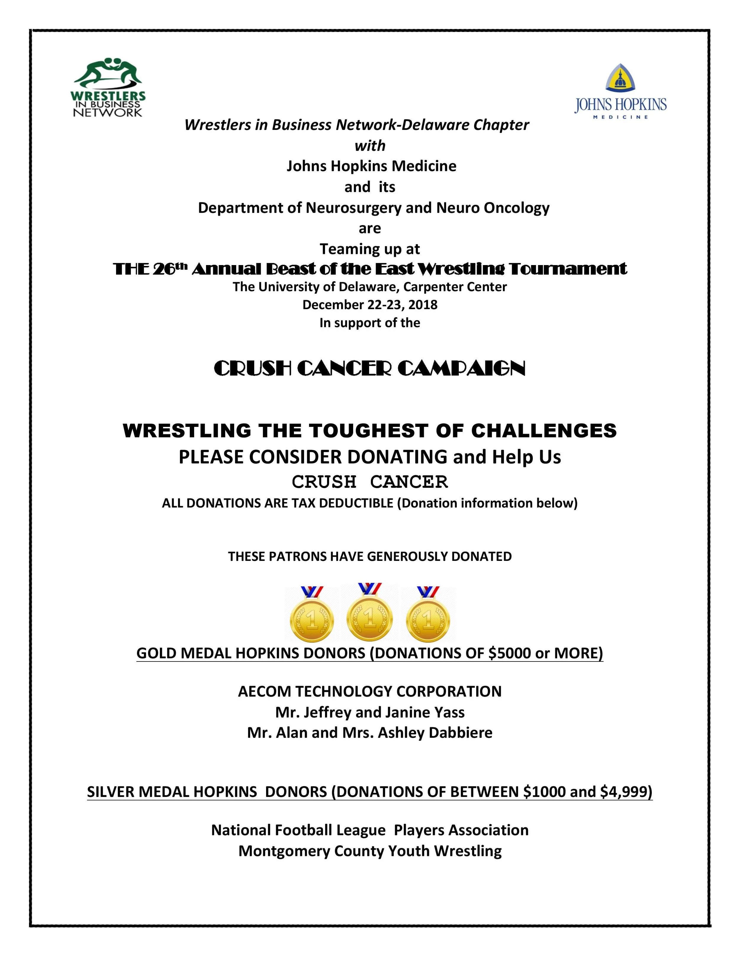 CRUSH CANCER CAMPAIGN @ The Beast of the East.