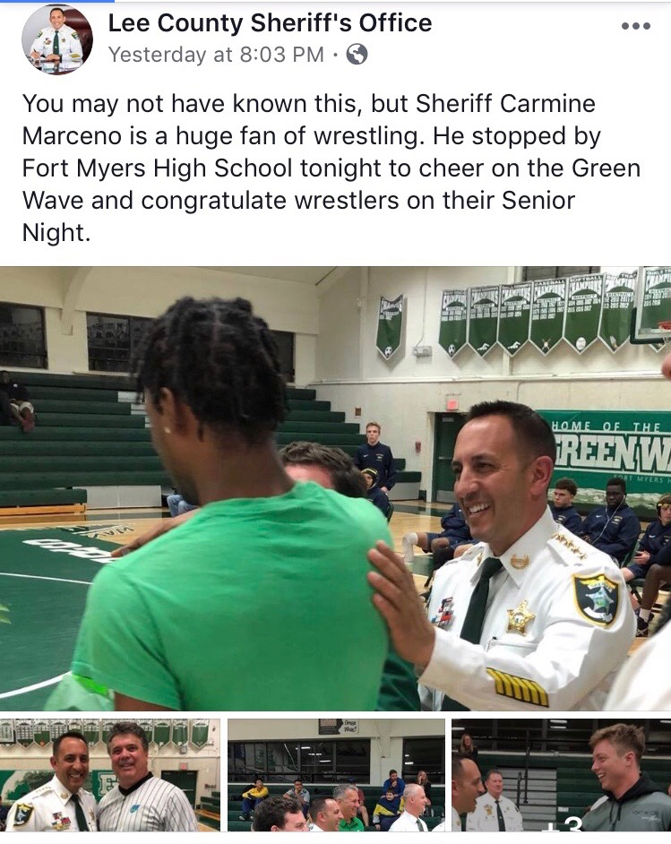 Lee County Sheriff, Carmine Marceno; Wrestling Supporter.