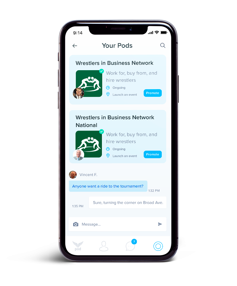 WRESTLERS IN BUSINESS NETWORK TEAMS UP WITH POD APP