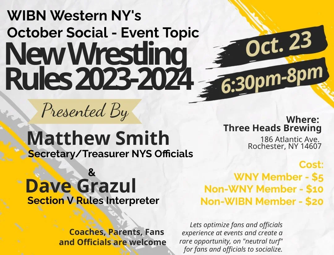 WIBN Western NY hosts an October Social - Event Topic - New Wrestling Rules for the 23-24 Season