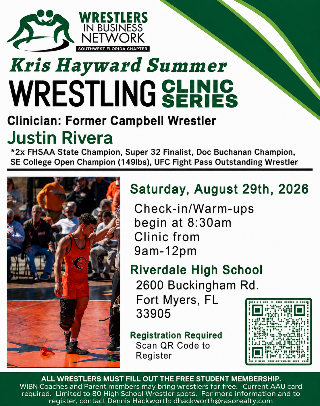 WIBN SW Florida's - Kris Hayward Summer Wrestling Clinic Series with Clinician: Former Campbell Wrestler - Justin Rivera