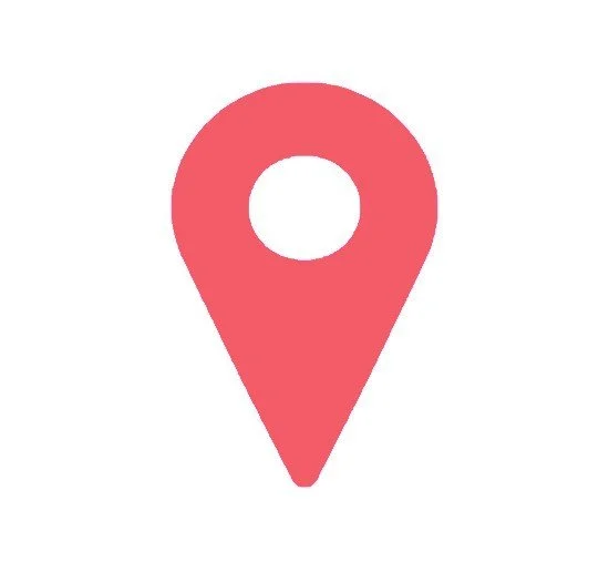 Red location pin icon on a white background.