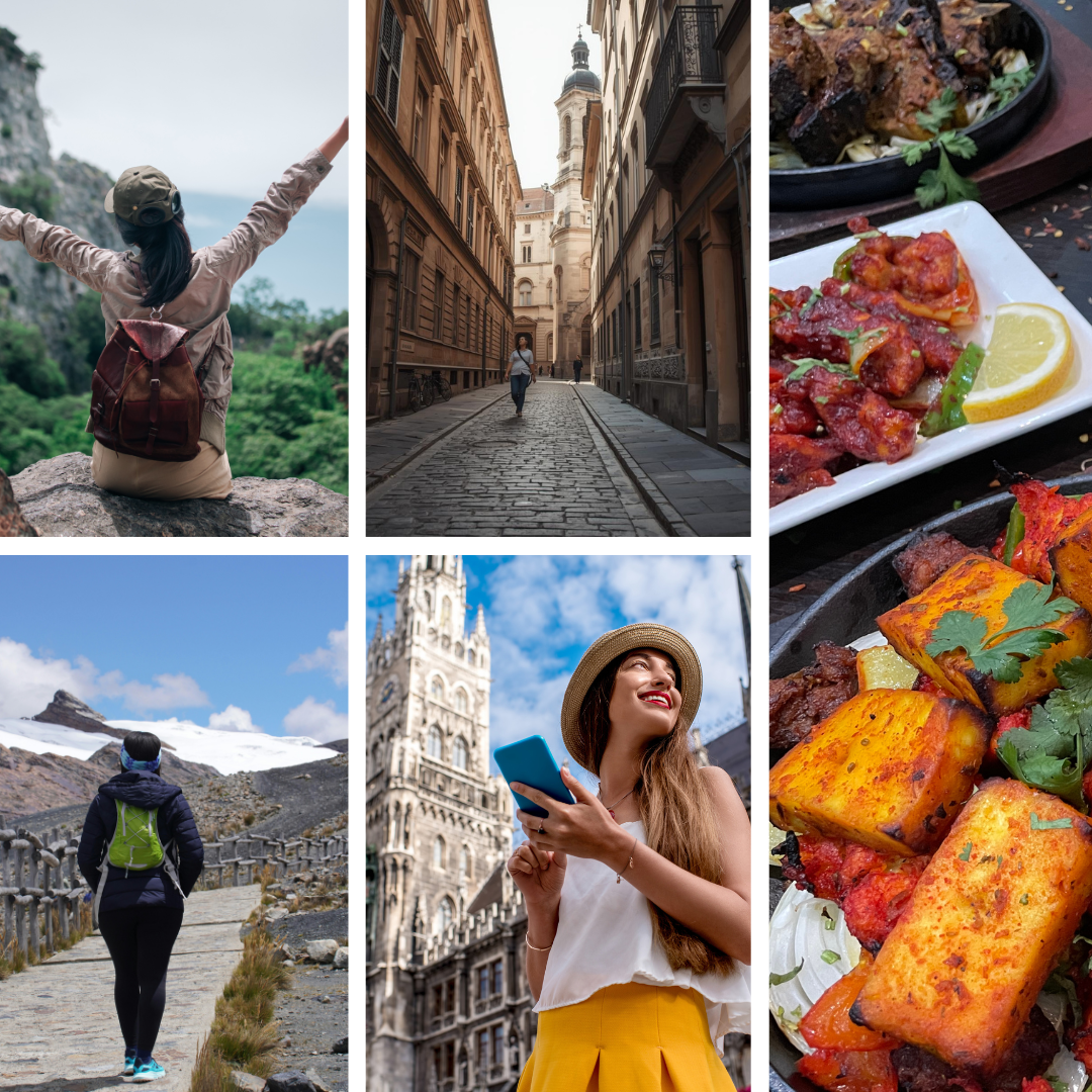 Collage of images representing different types of interests Auntie will build into an Up the Auntie itinerary