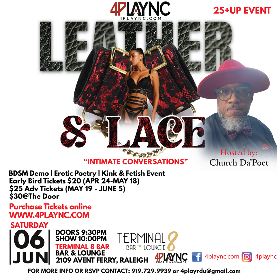 4PLAYNC PRESENTS  LEATHER & LACE “INTIMATE CONVERSATIONS” A Kink & Erotic Experience
