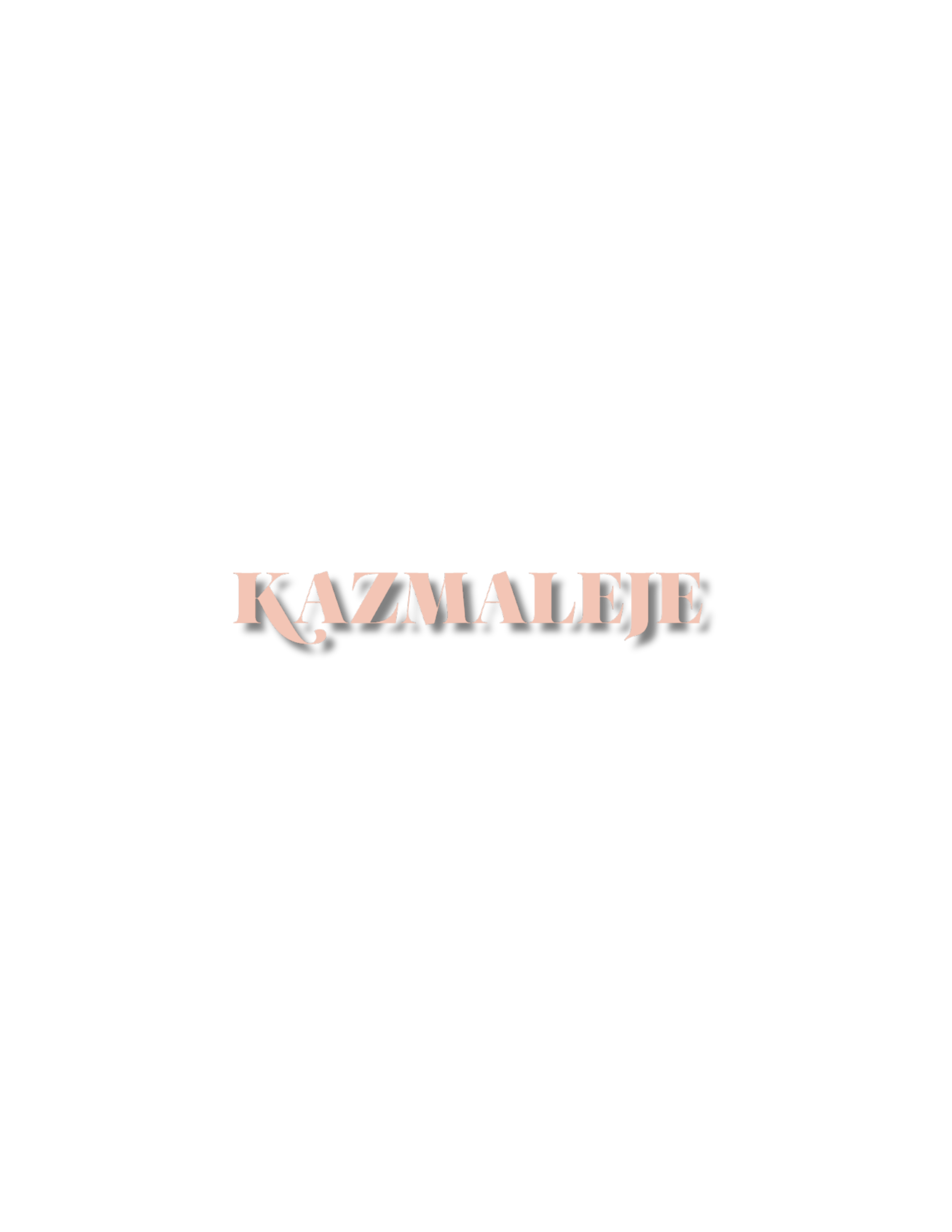 Text reading 'KAZMALEJE' in pink, stylized font over a black background.