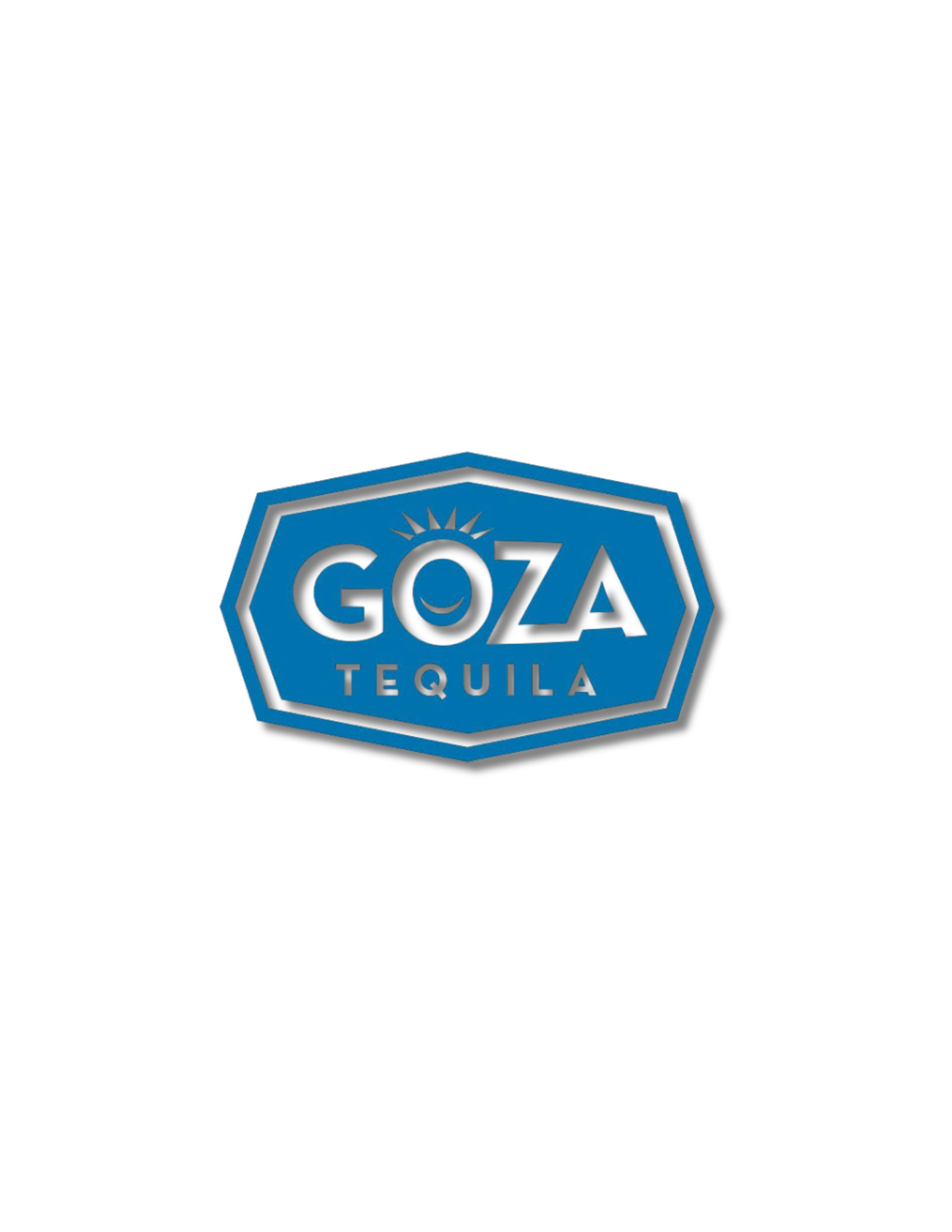 Black background with a blue Goza Tequila logo in the center.