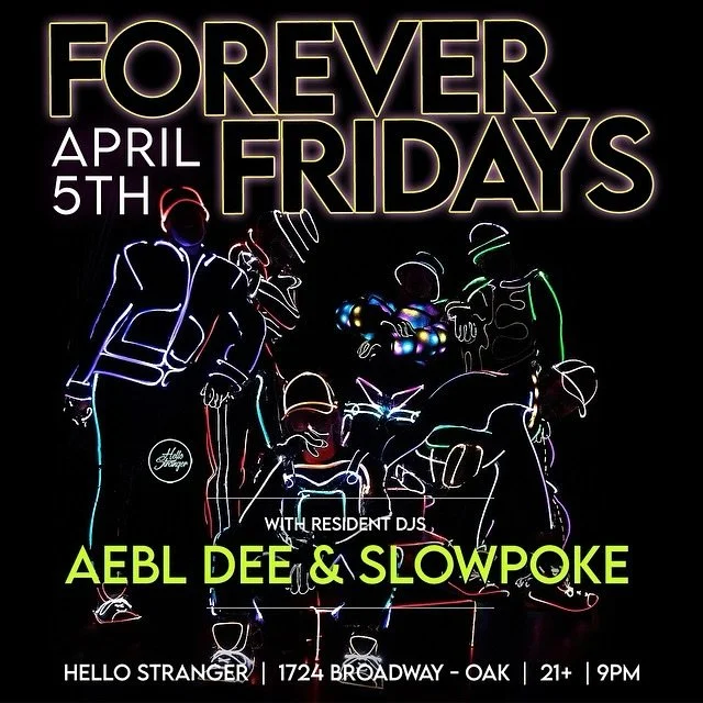 Tonight! Let&rsquo;s start April off right! #foreverfridays @hellostrangerbar ‼️Kick it with @1djslowpoke and me, @aebldee. Vibes at 9p, slide early! 🌊🌊🌊🚀🧨🍾🚀🎉🔥🔥🔥