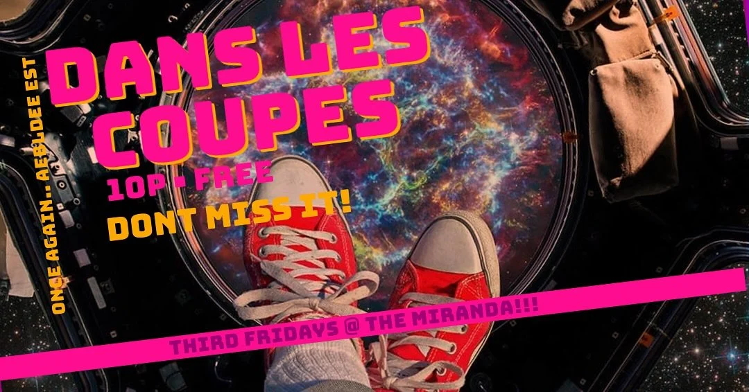 Tonight! @aebldee dans les coupes once again! Third Fridays @themirandabar 🌊🌊🌊Far out vibes from far off lands! 10p #lookcutecomethirsty 🚀🚀🚀

Amazing background image by: @miraymichealart