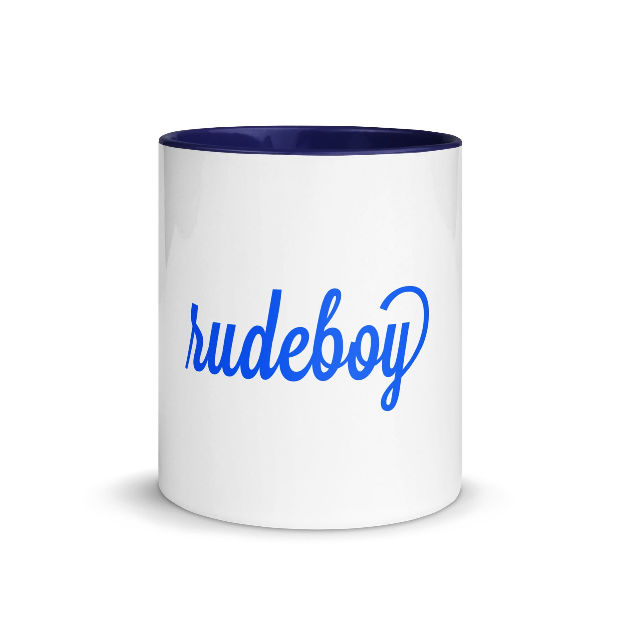 Rudeboy Blue Text Mug with Blue Inside