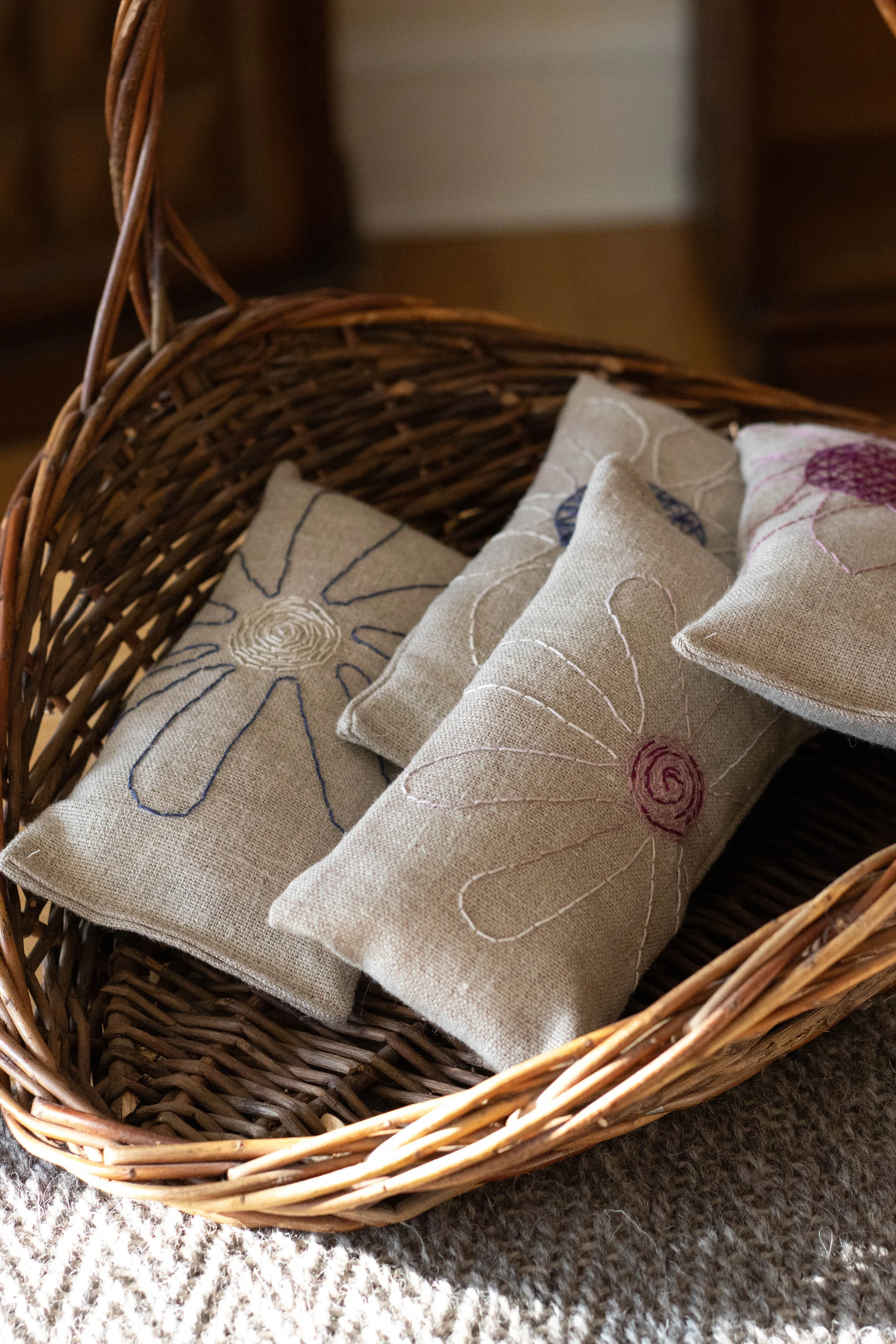 Embroidered Linen Cedar Sachets