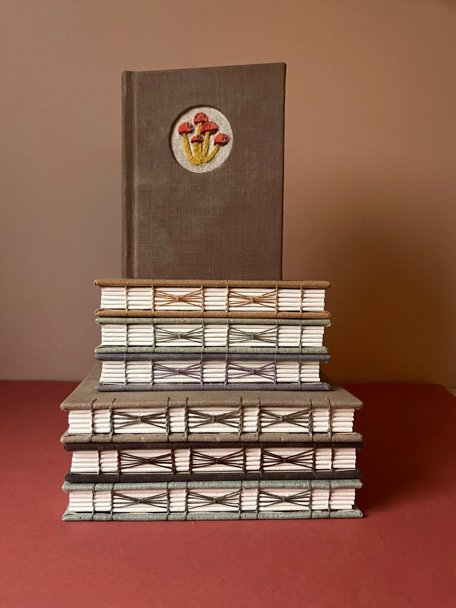 Handmade Journal - Embroidered Mushroom