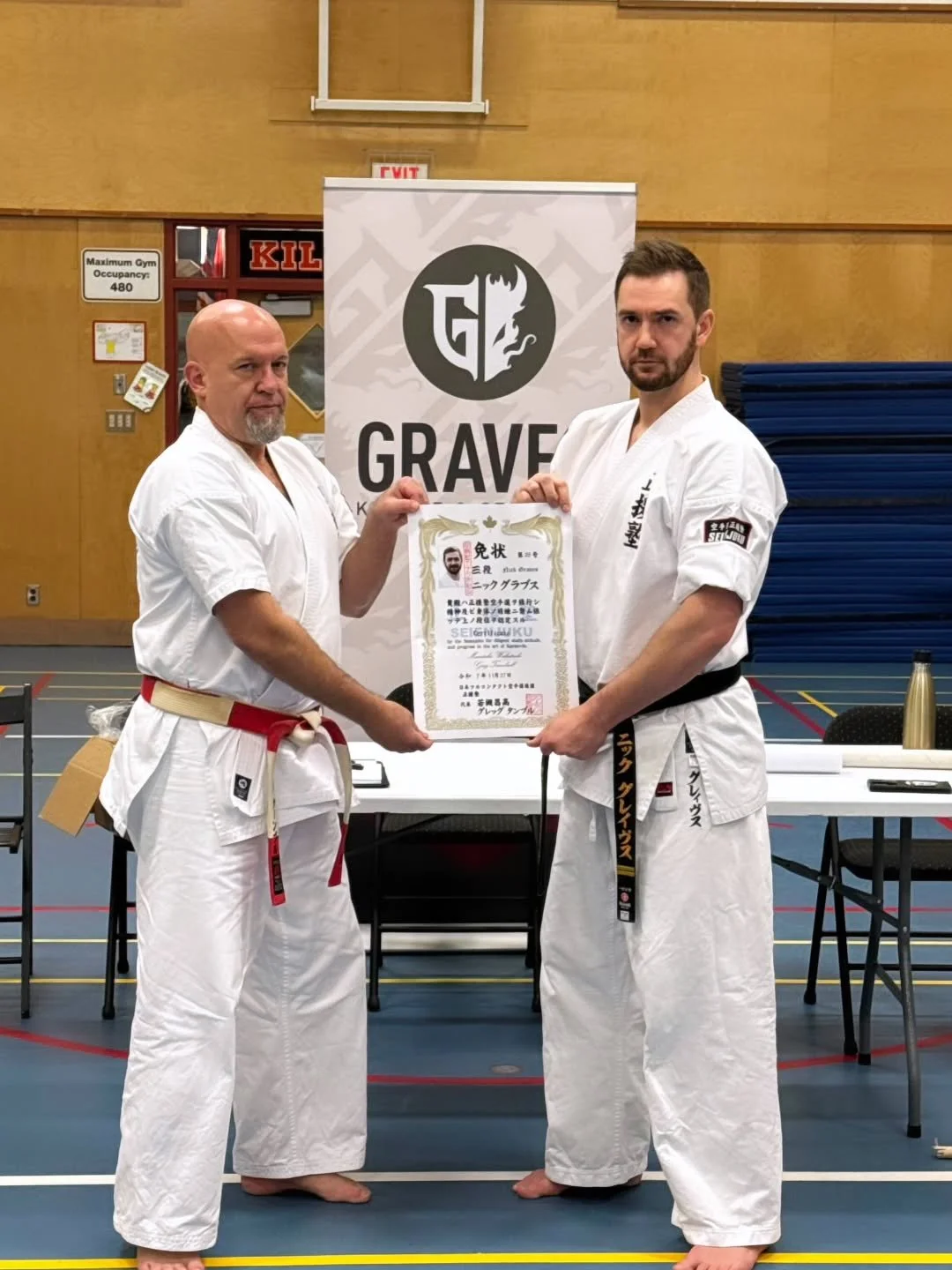 Last night after running the kids karate promotion for my dojo, I also recieved a surprise promotion from Kyoshi Turnbull to third degree black belt in @seienjuku.karate. Proud and humbled to represent an organization filled with so many inspiring in