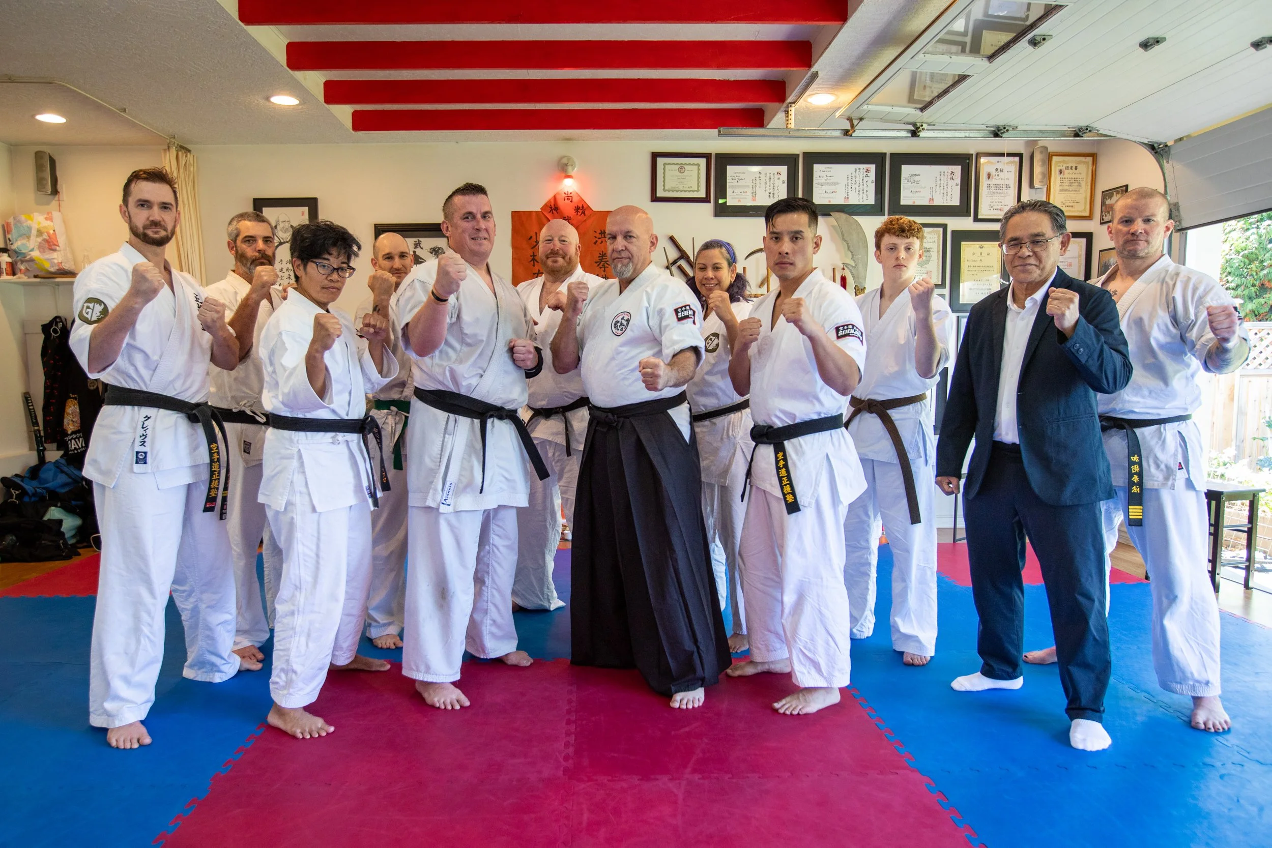 👊 In Seienjuku and many other full-contact karate styles, the final test for reaching Shodan (first-degree black belt) is the completion of a "10-man kumite": Ten, 2-minute, full-contact kumite matches with no rest. 

This test is a crucib