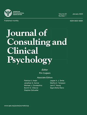 Cover page of the Journal of Consulting and Clinical Psychology, January 2023, Volume 91, Issue 1, published by the American Psychological Association.