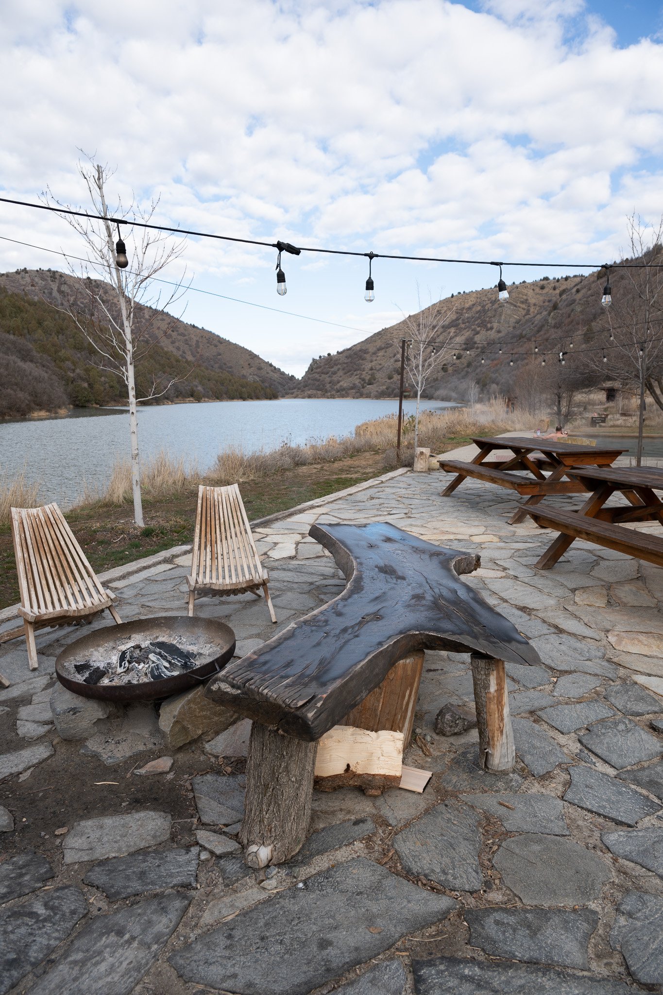 maple grove reception area with fire pit and seating