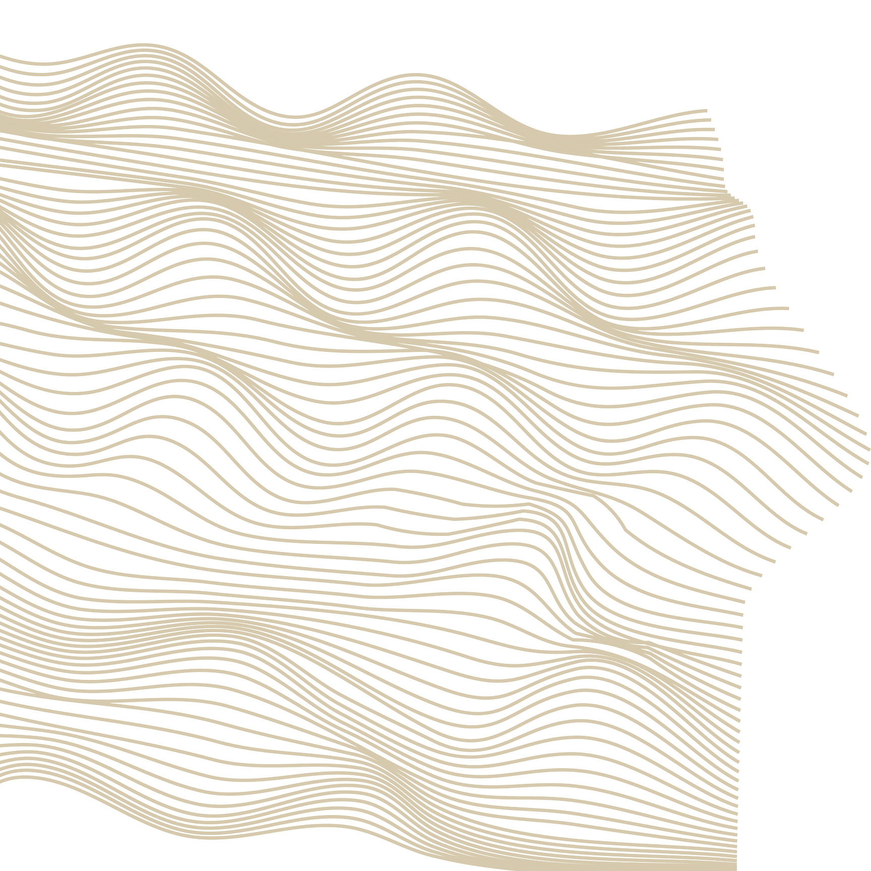 Modern abstract art with beige wavy lines on a white background.