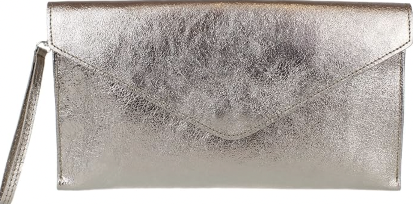 Amazon Metallic Leather Envelope Clutch