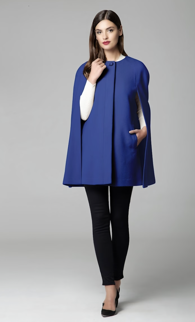 Rumour London Cora Wool &amp; Cashmere-Blend Cape Coat In Royal Blue (Wolf &amp; Badger)