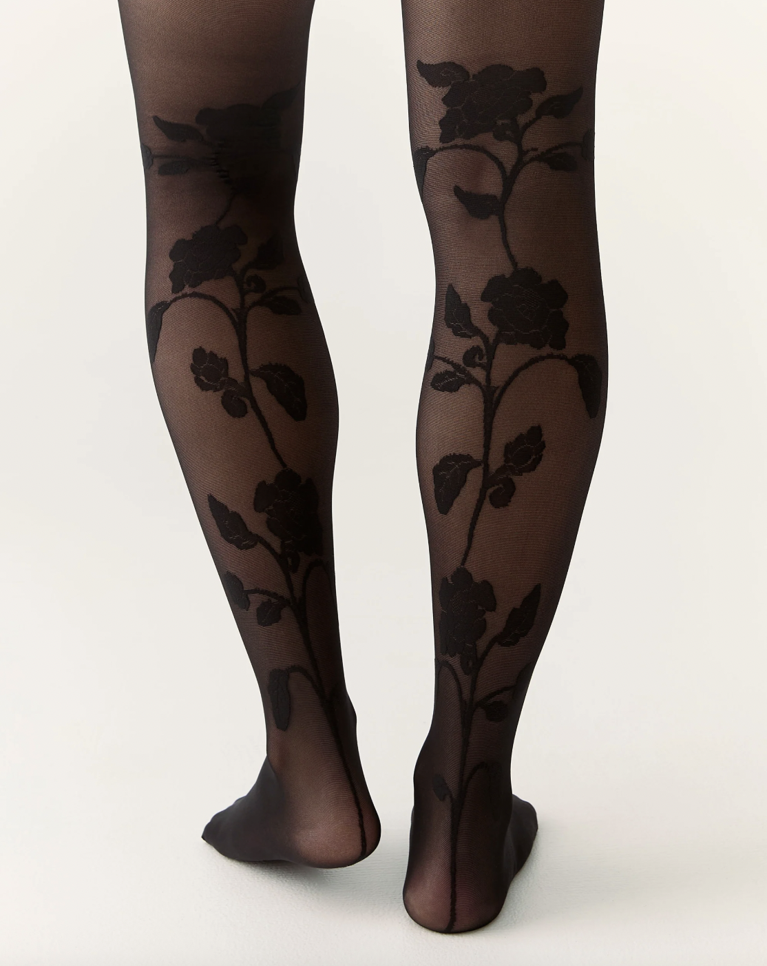 From Rachel Back Flower Contour Shaping Tights in Black