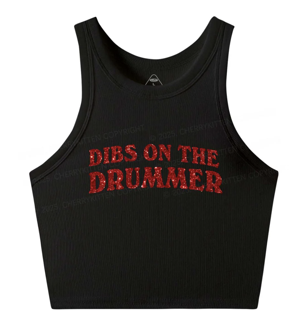 Dibs on the Drummer Cropped Tank, Cherry Kitten