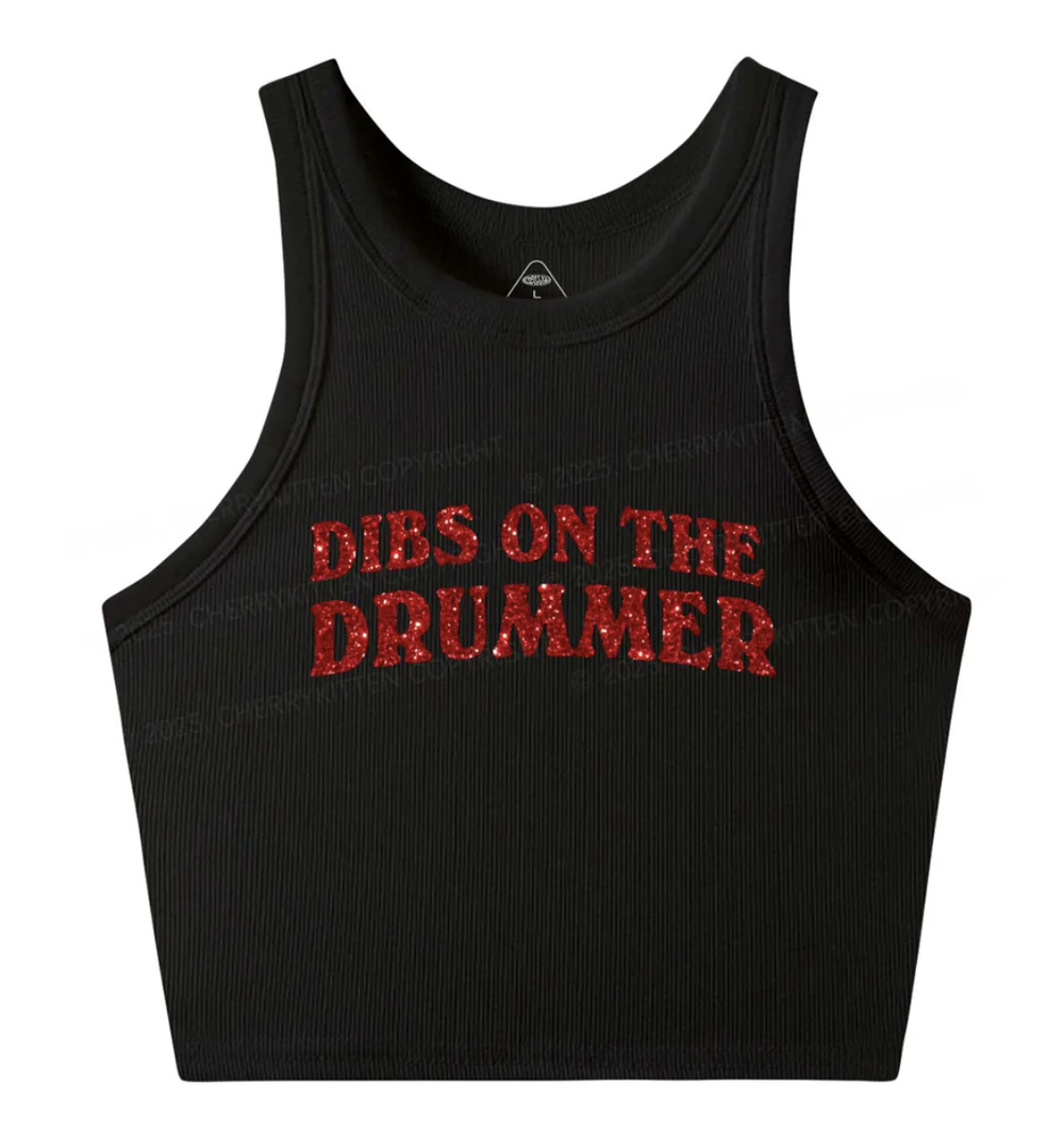 Dibs on the Drummer Cropped Tank, Cherry Kitten
