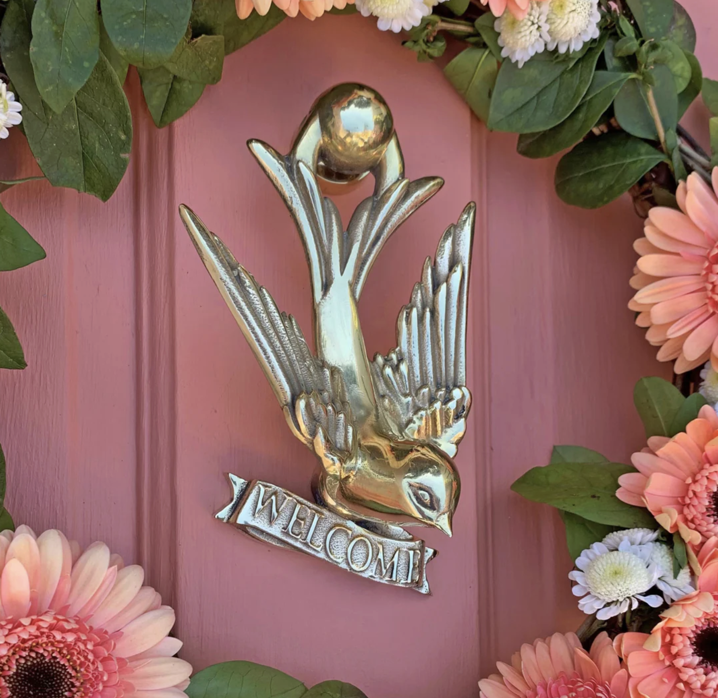 Swallow Door Knocker with Welcome Strike Pad