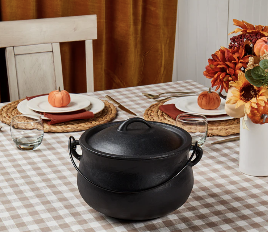 6-Quart Cast Iron Cauldron Pot with Handle