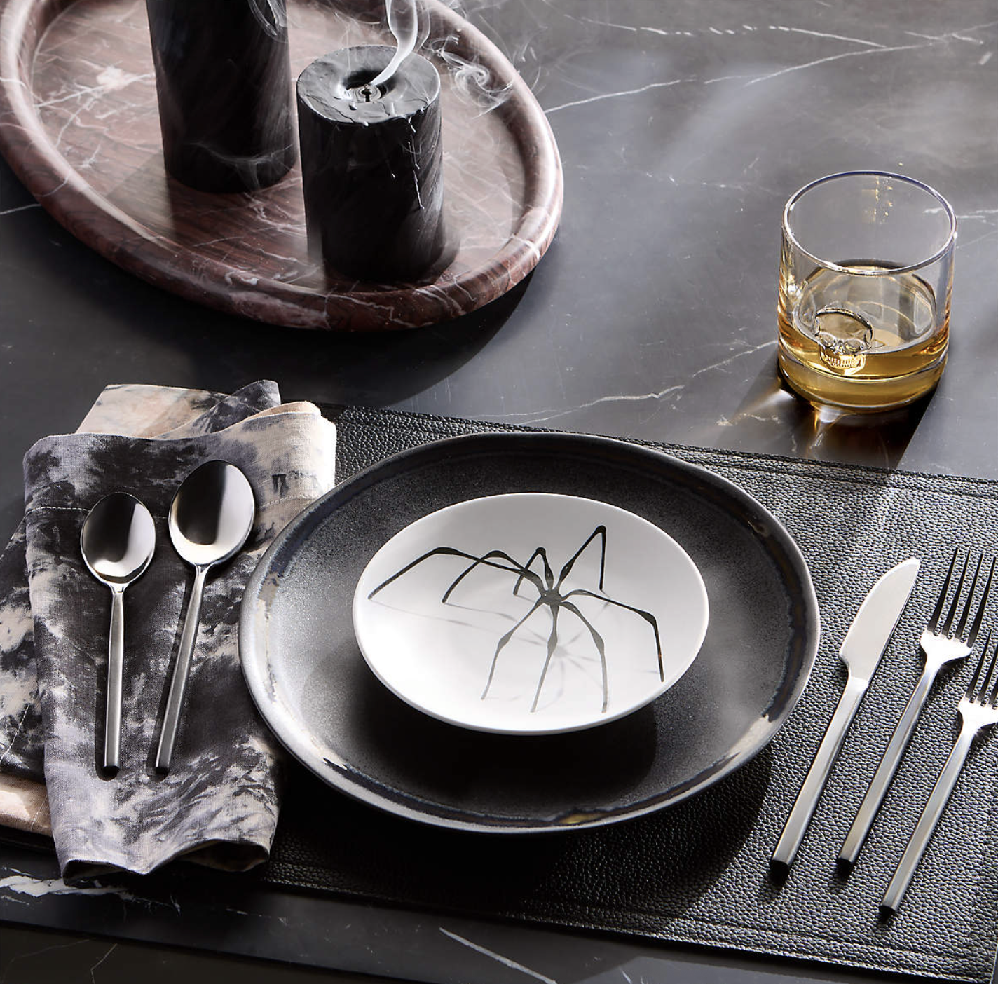 Huntsman White with Black Spider Appetizer Plate