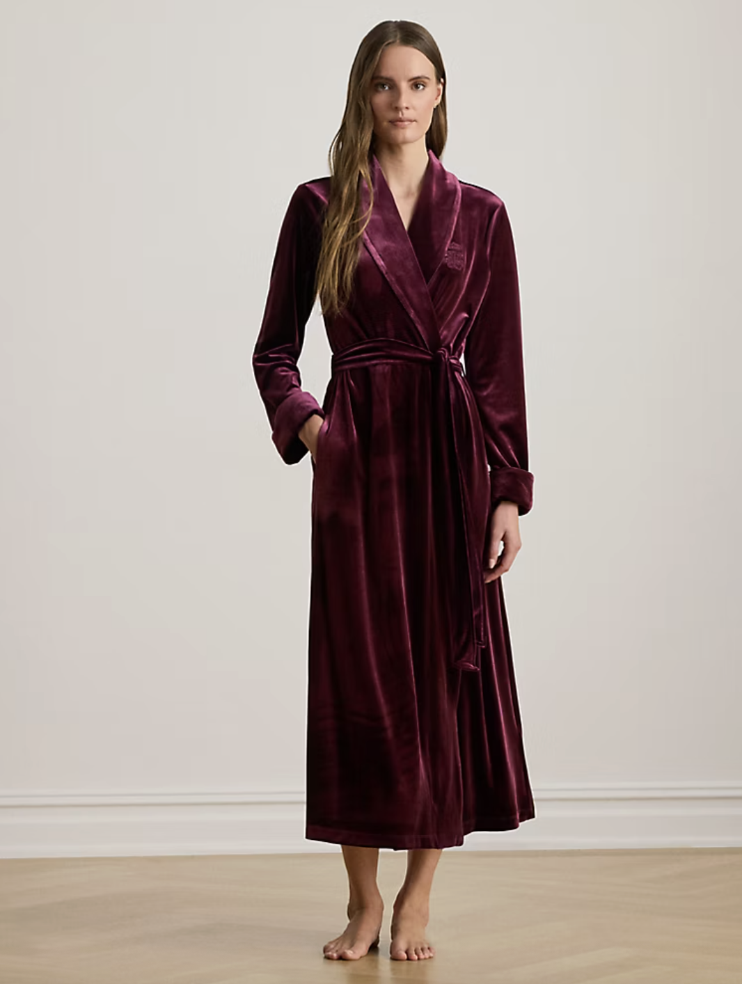 Ralph Lauren Velvet Long Shawl-Collar Robe