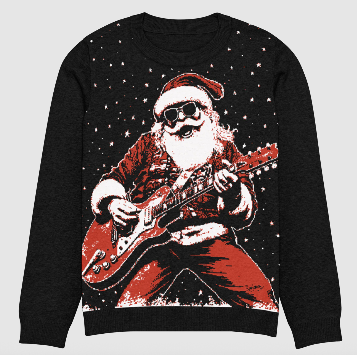 Goth Cloth Co Rock ’n’ Roll Santa Knit Crewneck Sweater