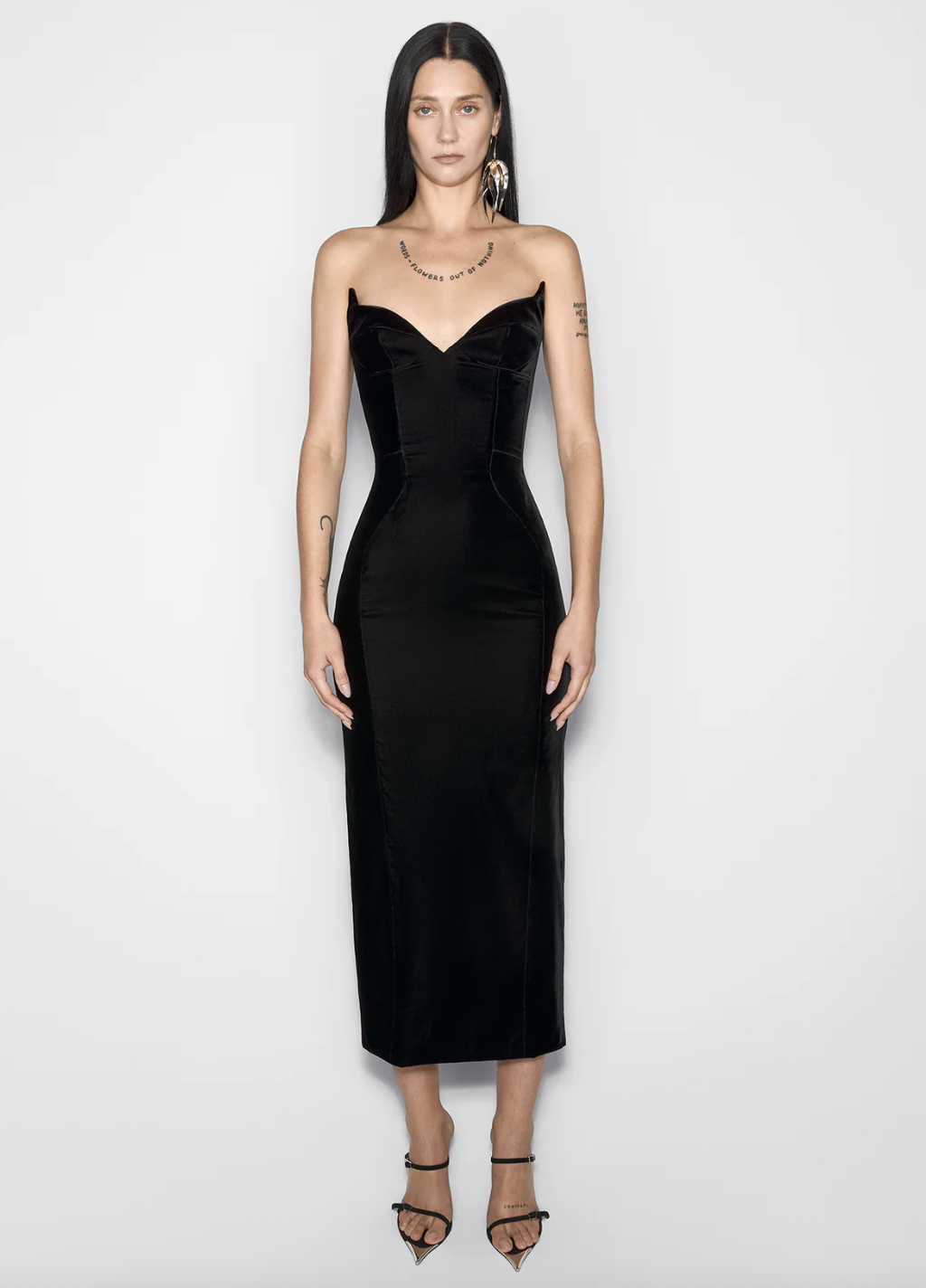 Mugler Black Signature Strapless Velvet Gown