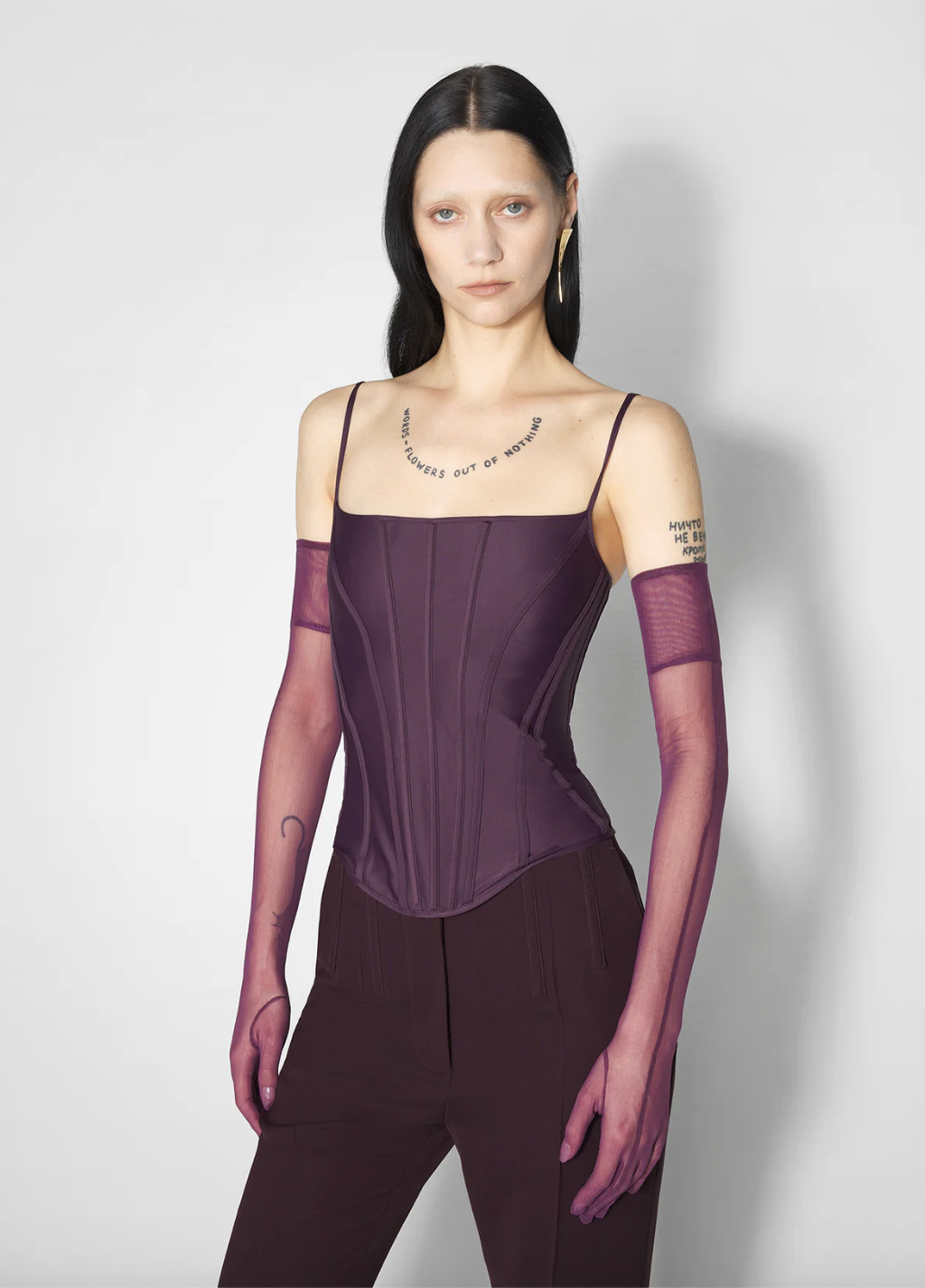 Mugler Burgundy Boned Stretch Top