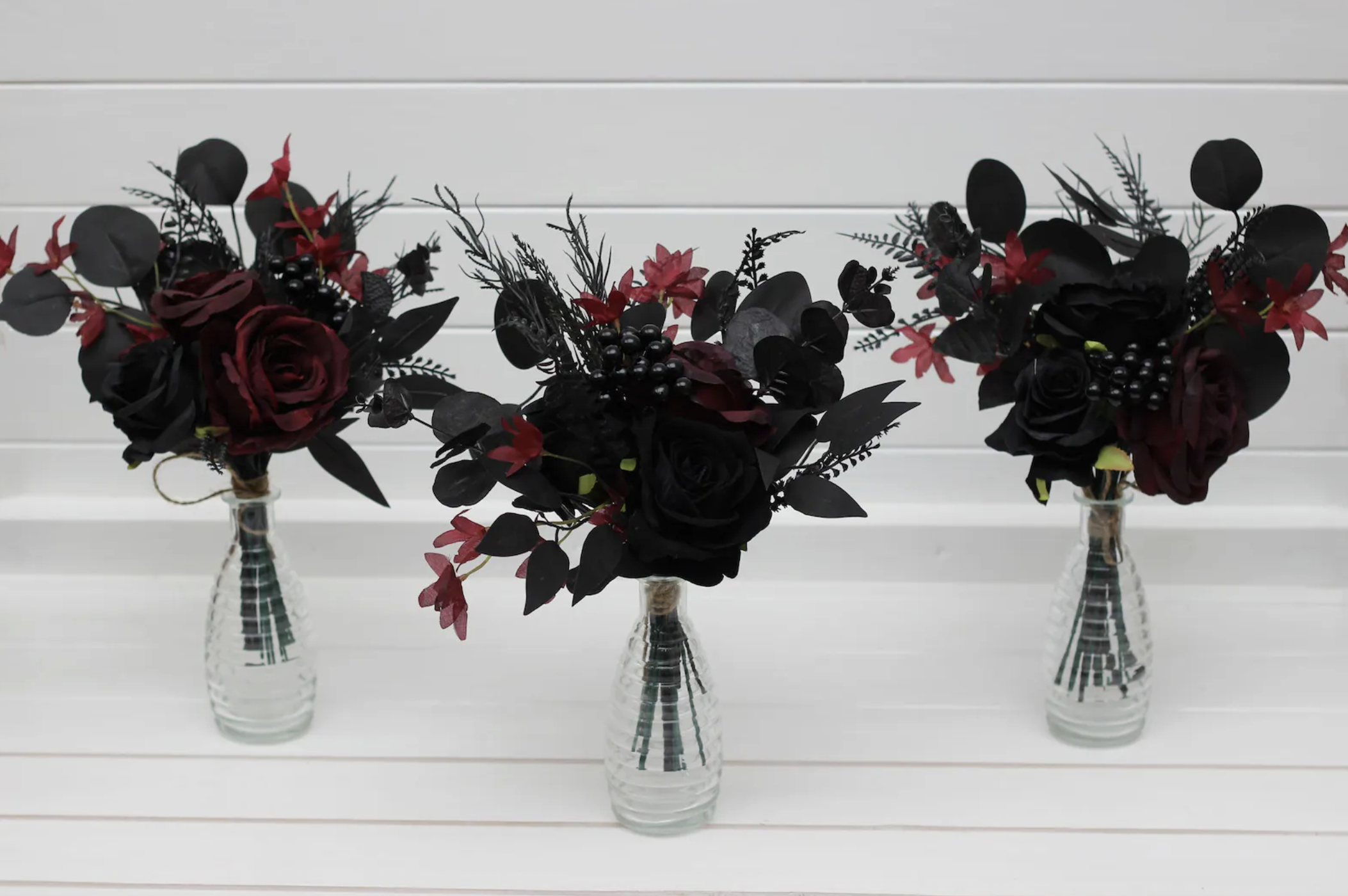  Kochetova (via Etsy) Mini Black and Burgundy Dried Flower Bouquets 