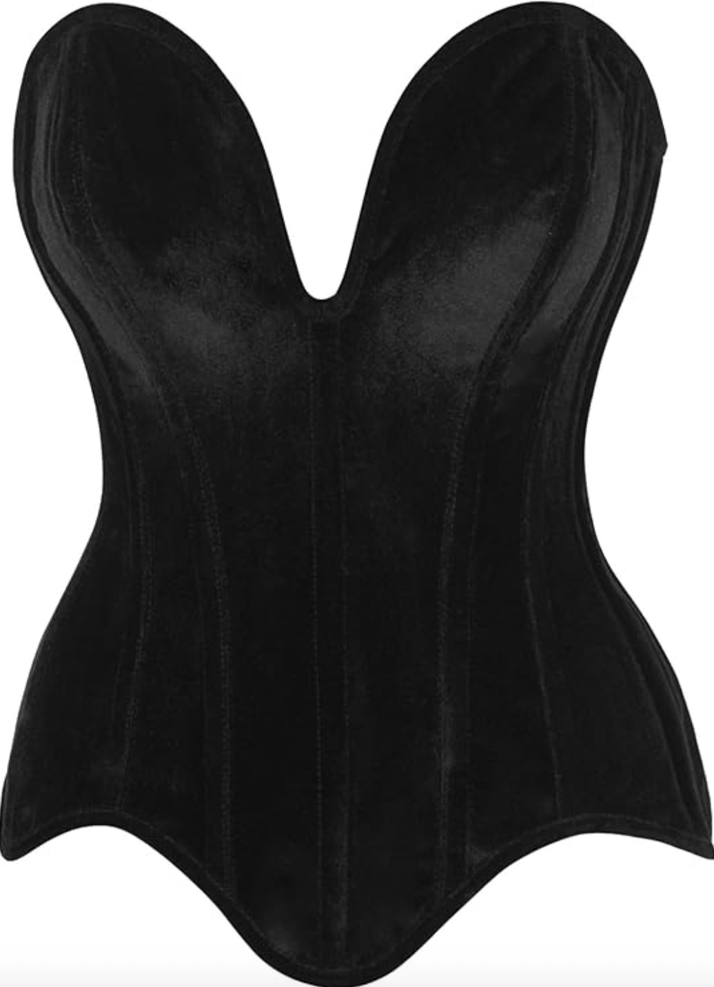 Daisy Corsets (via Etsy) Steel Boned Black Velvet Plunge Overbust Corset