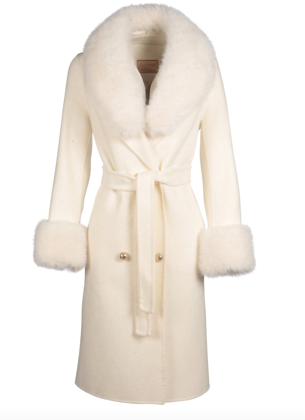 Santinni 'Marlene' 100% Cashmere &amp; Wool Coat With Faux Fur (via Wolf &amp; Badger)