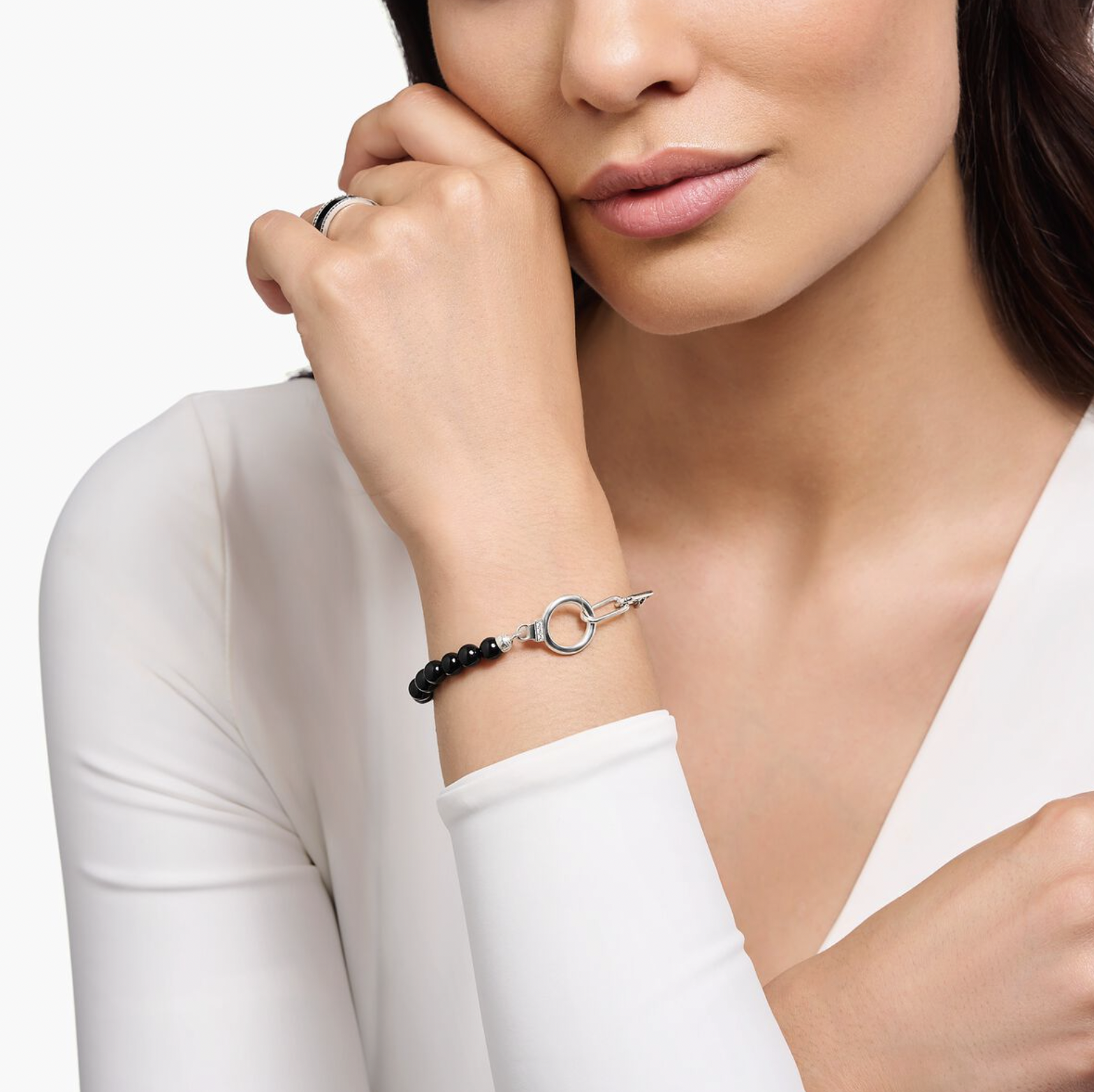 Thomas Sabo, Silver Bracelet with Onyx Beads