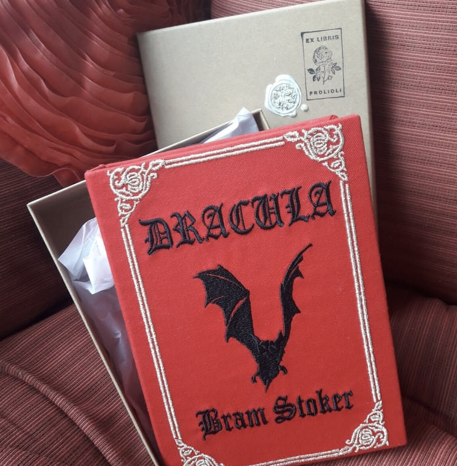 Frolioli (via Etsy) Embroidered Dracula Clutch