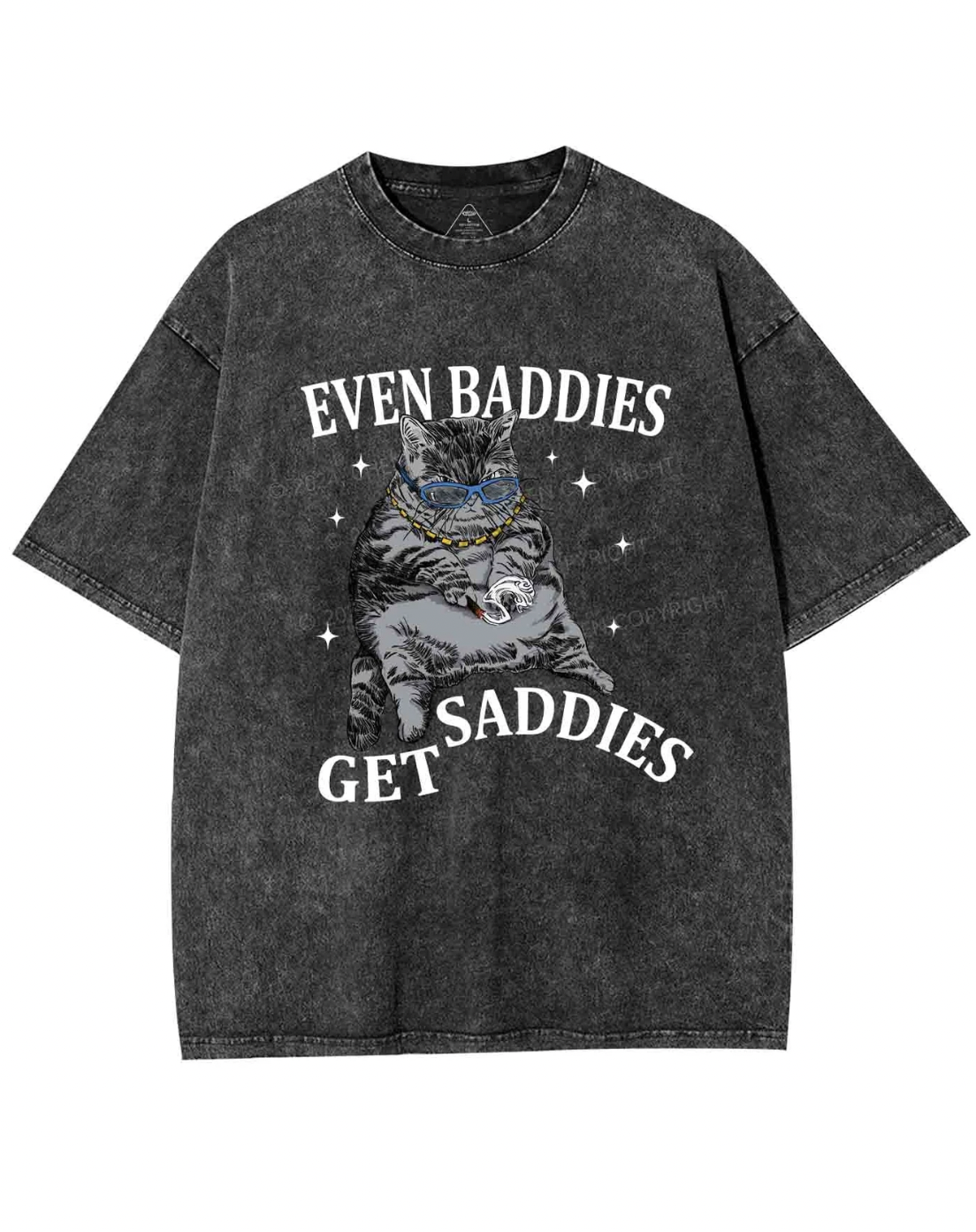 Cherry Kitten Even Baddies Get Saddies Y2K Washed Tee