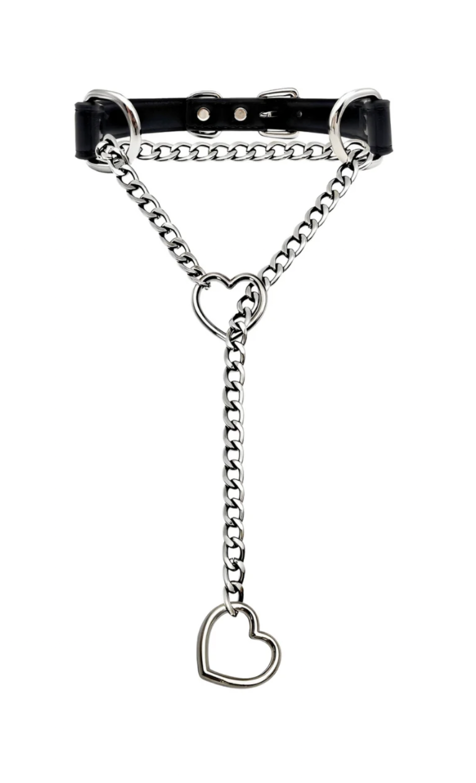 LoveChains™ - Heart Slip Chain Leather Choker Collar