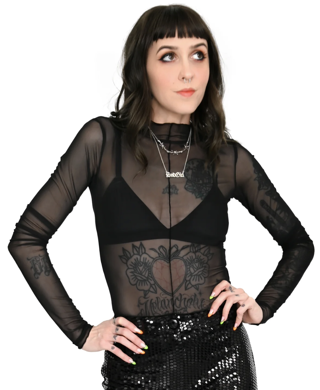 Foxblood Autopsy Mesh Long Sleeve Top