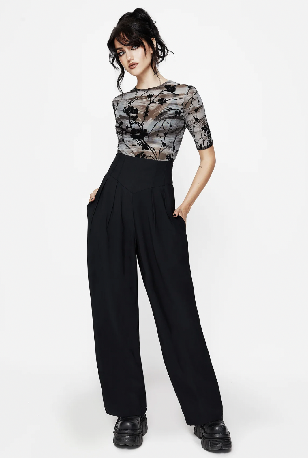 Disturbia Brenna Corset High Waist Wide Leg Trouser