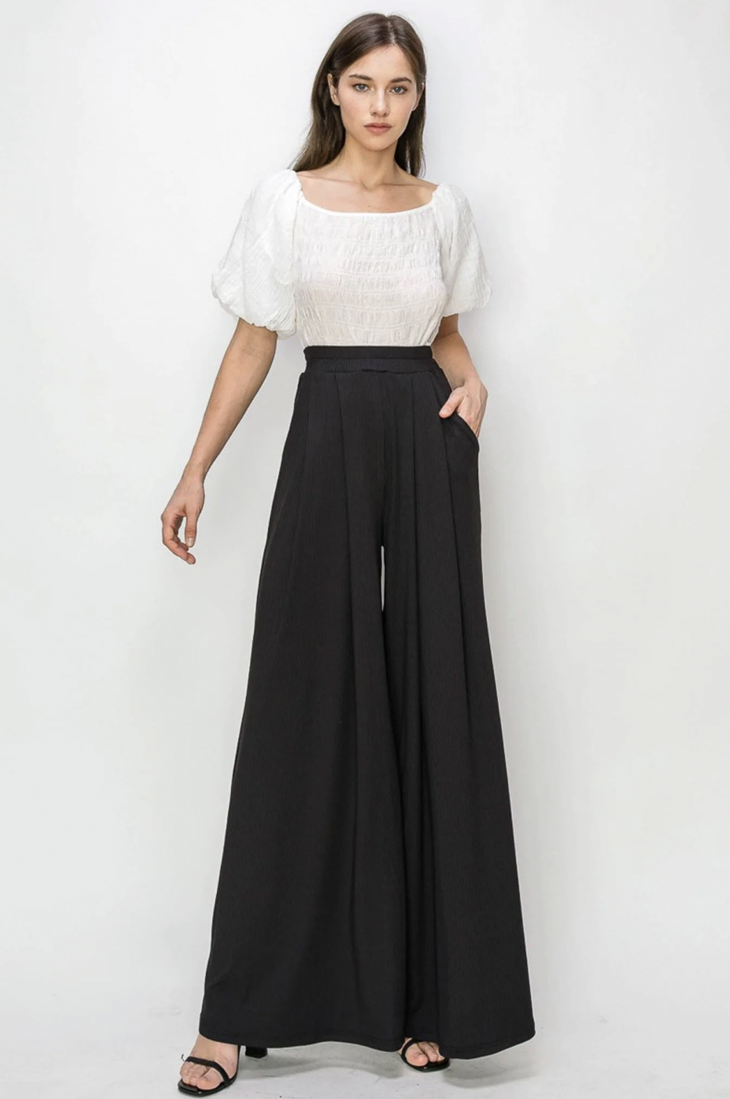 Unique Vintage Black Marsala Palazzo Pants