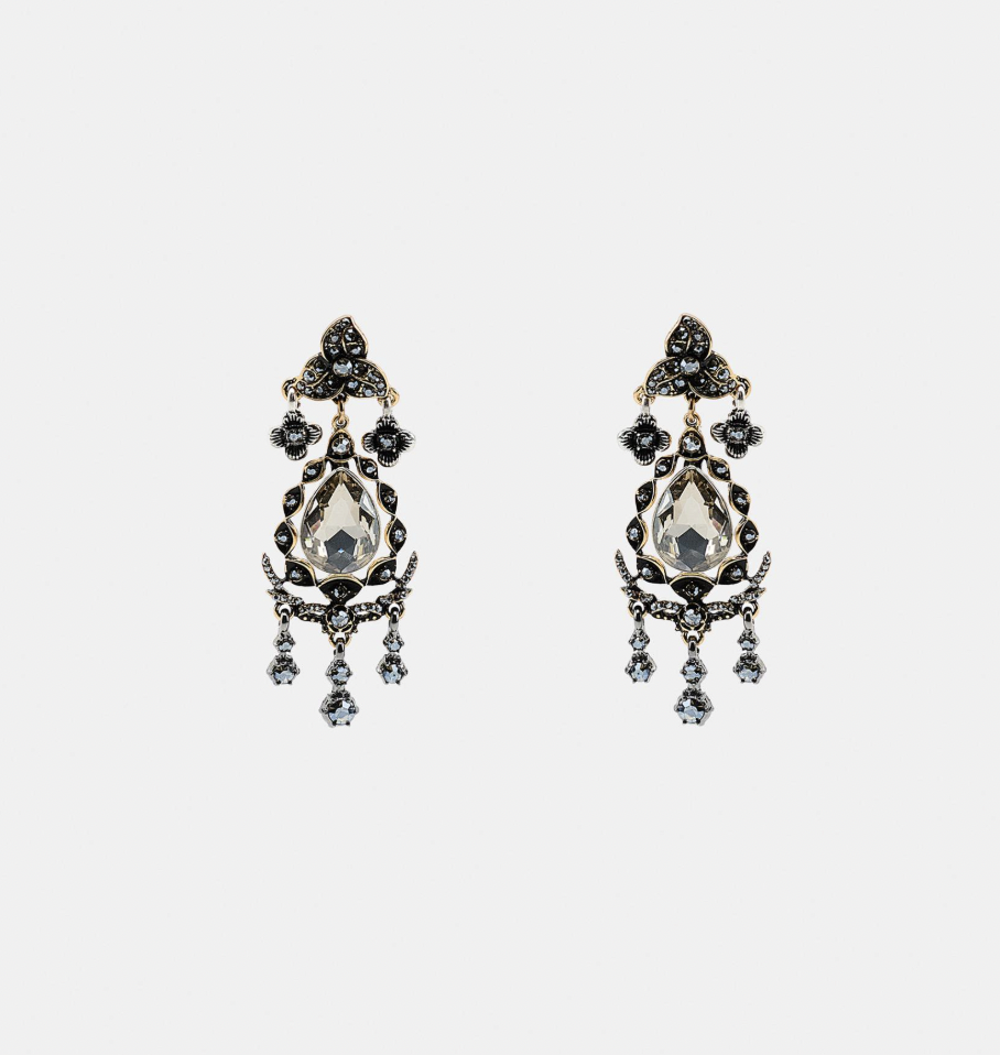 Zara Metallic Flower Jewel Earrings