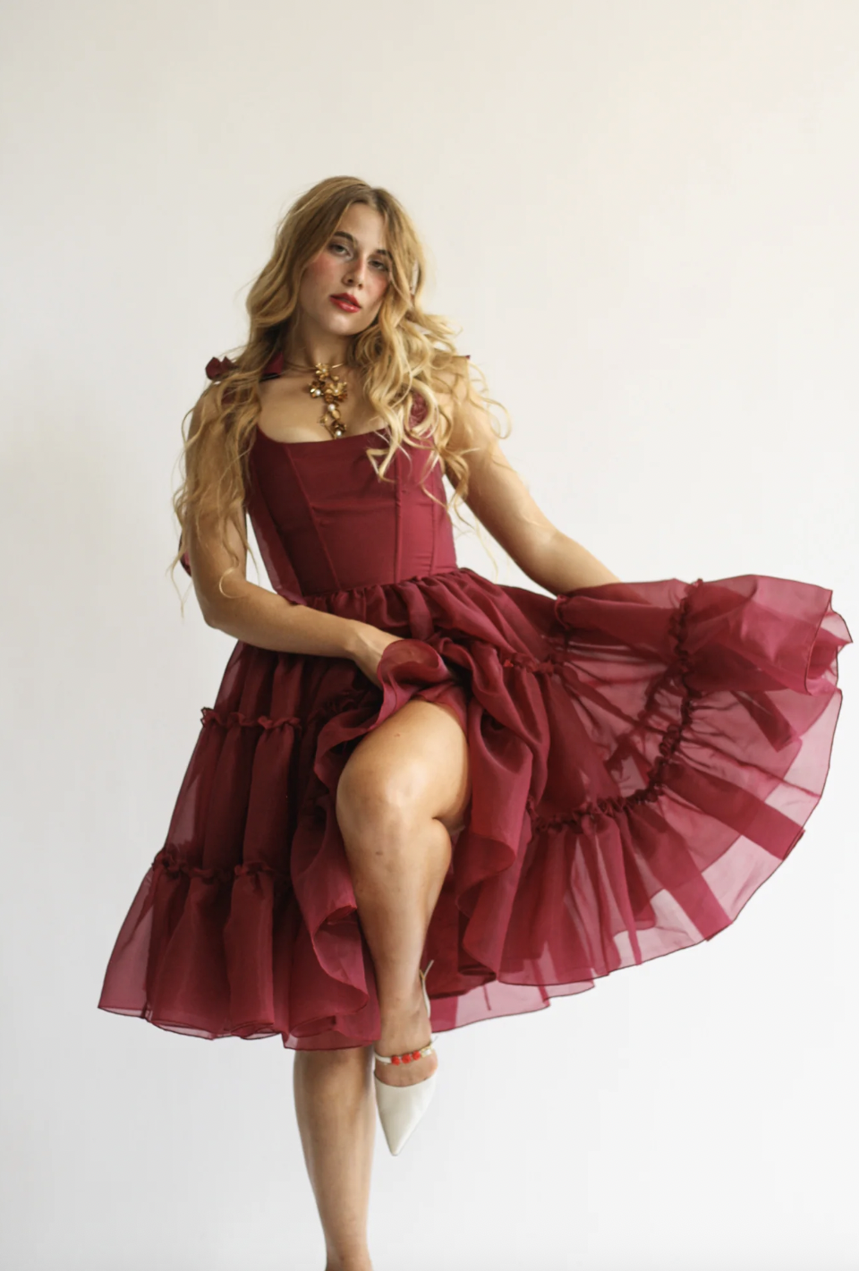 Wild Rose &amp; Sparrow The Siena Dress in Scarlet Red
