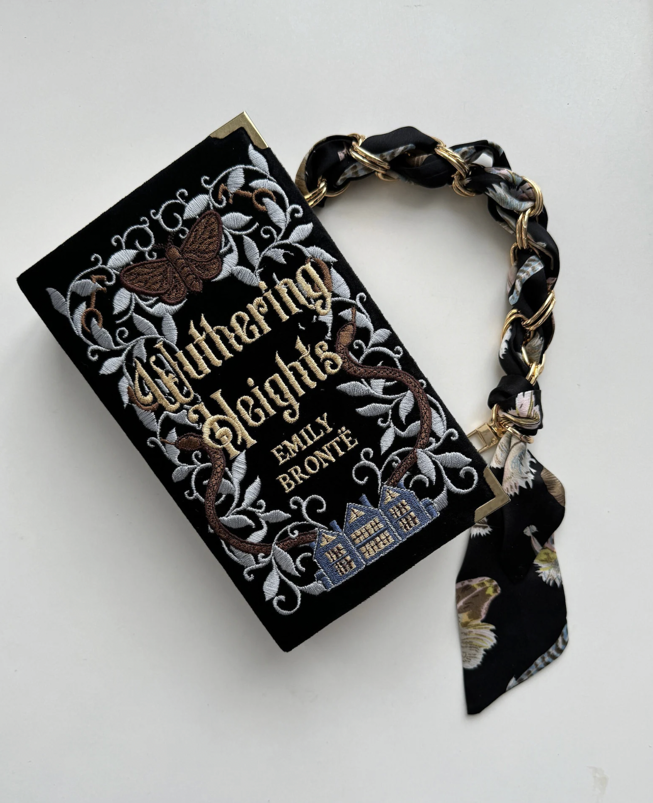 VR Storybook (via Etsy) Embroidered Wuthering Heights Book Clutch